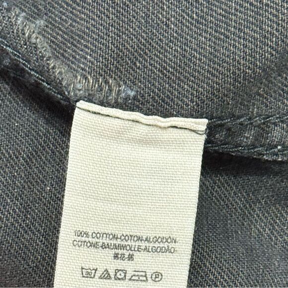 Free People Black‎ Distressed Denim Jacket with Knit Sleeves size M - Picture 8 of 10